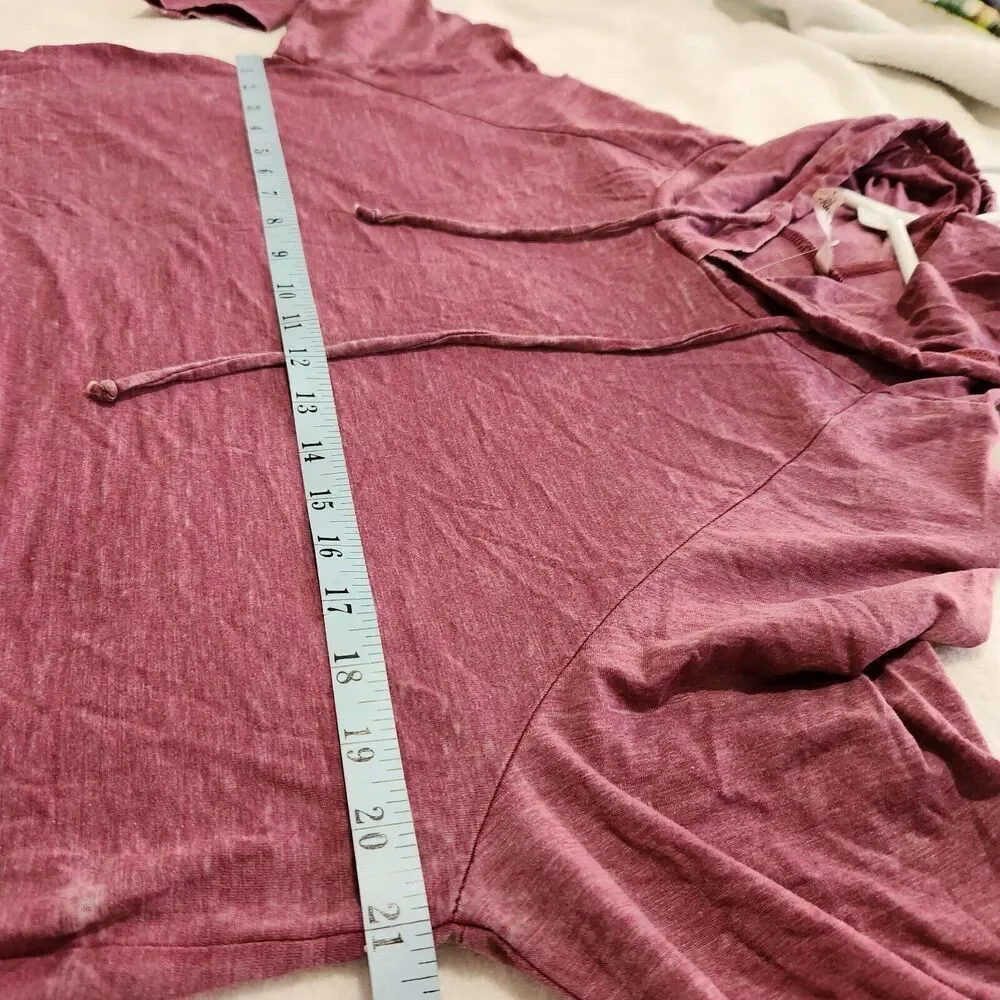 Ever Hottie Cropped Top Hoodie In Size Large Cranberry Color Lightweight.  New